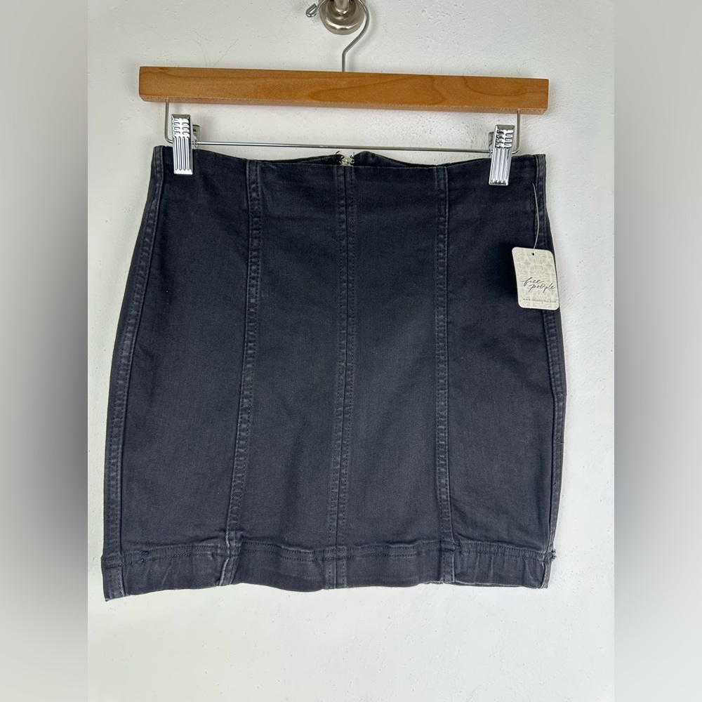 NWT Free People Black Faded Denim Mini Skirt Women’s 2